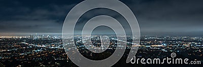 Panorama of Los angeles cityscape at night Stock Photo