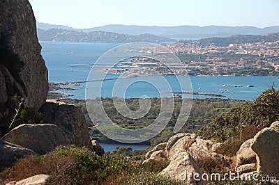 Panorama of the Maddalena from 'island of Caprera Stock Photo