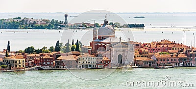 Panorama of marine Venice with old houses and church, Italy Stock Photo