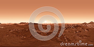 360 Panorama of Mars sunset, environment map. Equirectangular projection, spherical panorama Cartoon Illustration