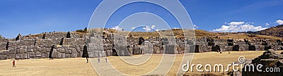 Panorama - Massive stones in Inca fortress walls Stock Photo