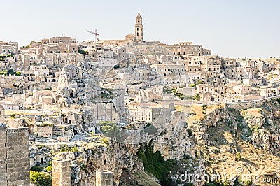 Panorama of Matera rocks Stock Photo