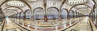 Panorama of Mayakovskaya metro station in Moscow Editorial Stock Photo