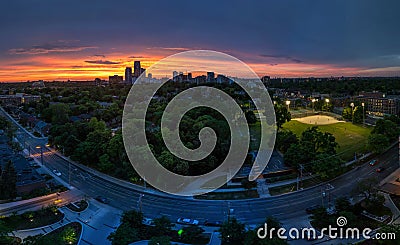 Panorama of midtown Toronto at sunset Stock Photo