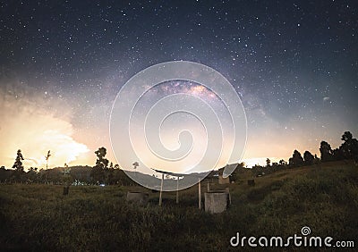 panorama milkyway photography at the durian farm Stock Photo