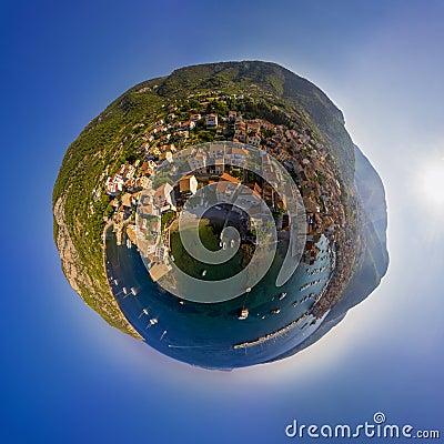 Panorama miniplanet. Vis-Komiza island. Croatia Stock Photo