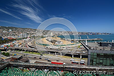 Panorama from mirador Baron. Valparaiso. Chile Editorial Stock Photo