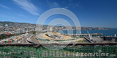 Panorama from mirador Baron. Valparaiso. Chile Editorial Stock Photo