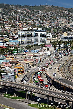 Panorama from mirador Baron. Valparaiso. Chile Editorial Stock Photo