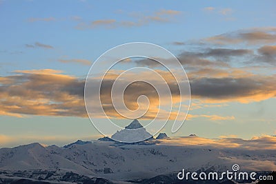 Panorama of the Monviso mountain with snow Stock Photo