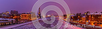 Panorama of the Moscow river in wintertime Editorial Stock Photo