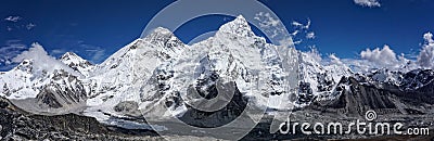 Panorama of the mount everest range in the himalaya area Stock Photo