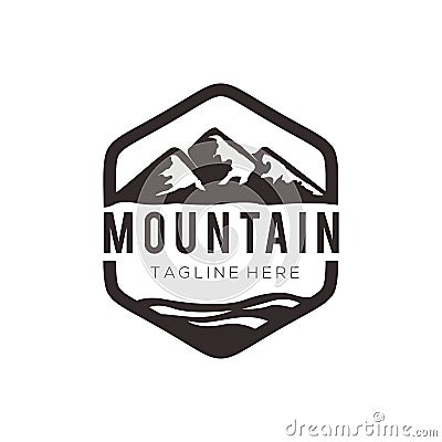 Panorama mountain landscape logo and icon design Vector Illustration