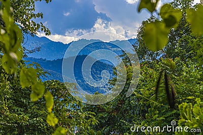 Luang Prabang city in Laos landscape panorama with mountain range Stock Photo