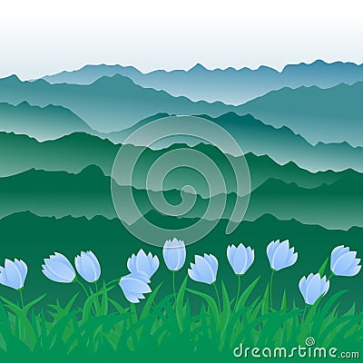 Panorama of mountains Vector Illustration