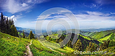 Panorama of the mountains in Alamty Stock Photo