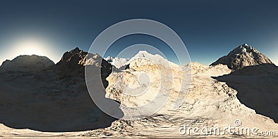 Panorama of mountains. made with the one 360 degree lense camera Cartoon Illustration