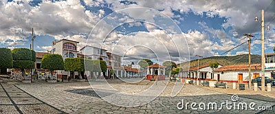 Panorama of the Municipal Plaza in Ixcateopan, Guerrero. Travel in Mexico Stock Photo