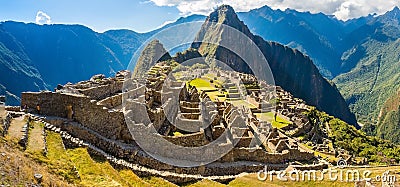 Panorama of Mysterious city - Machu Picchu, Peru,South America. The Incan ruins. Stock Photo