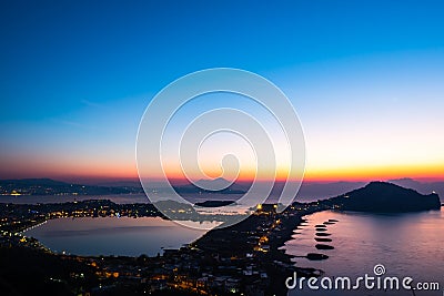 Panorama of Naples Italy, at sunrise Stock Photo