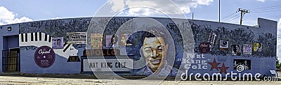 Panorama of Nat King Cole mural in Montgomery Editorial Stock Photo