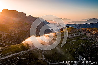 Panorama National Nature Park Tre Cime In the Dolomites Alps. Be Stock Photo