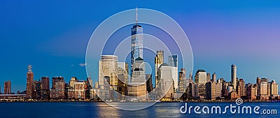 Panorama of New York City at night Editorial Stock Photo
