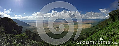 Panorama of the Ngorongoro Crater Stock Photo