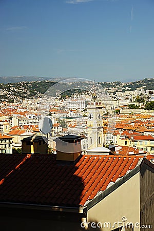 Panorama of Nice opening from the Castle hill, France Stock Photo