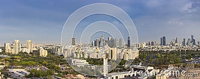 Panorama Of Tel Aviv Skyline, Tel Aviv Cityscape Large Panorama At Day, Israel Stock Photo