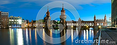 Panorama oberbaum bridge, berlin, germany Stock Photo