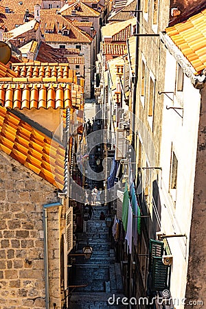 Panorama of Old Dubrovnik Town. Croatia Europe Editorial Stock Photo