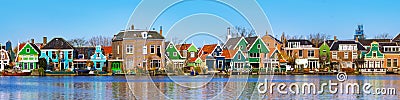 Panorama of old dutch houses, Holland Stock Photo