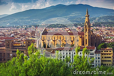 Panorama of old Florence and the church Saint Mary of the Flower Stock Photo