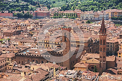 Panorama of old Florence and the church Saint Mary of the Flower Stock Photo