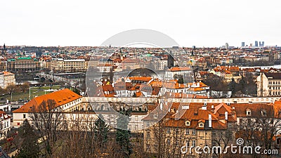 Panorama of the old part of the city of Prague. Editorial Stock Photo