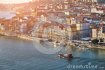 Panorama of old Porto and Duoro River Editorial Stock Photo