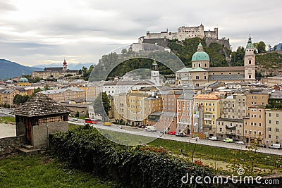 Panorama. Old town and fortress. Salzburg. Austria Editorial Stock Photo