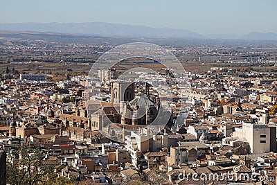 The panorama of old town of Granada, Albaicin, in Spain Stock Photo