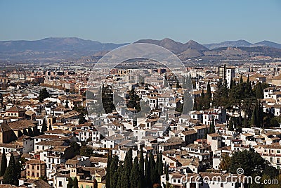 The panorama of old town of Granada, Albaicin, in Spain Stock Photo