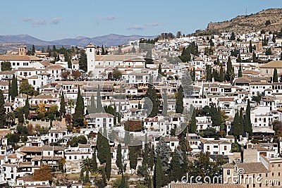 The panorama of old town of Granada, Albaicin, in Spain Stock Photo