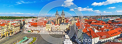 Panorama of the Old Town Square in Prague, Czech Republic Stock Photo