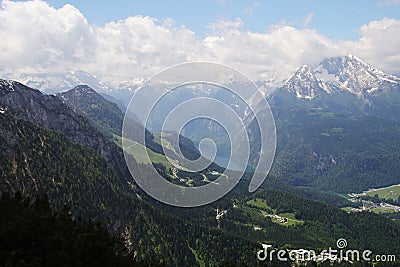 Panorama opening from Kehlstein mountain, the Bavarian Alps, Germany Stock Photo