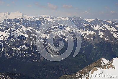 Panorama opening from Kitzsteinhorn, Ski resort slope, Kaprun, Austria Stock Photo