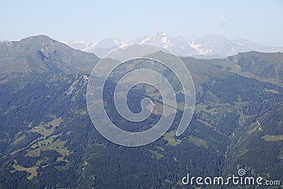 Panorama opening from Kreuzkogel mountain. Grossarltal, Austria Stock Photo