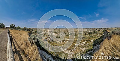 Panorama of painted rocks overlook at Roosevelt National Park in North Dakota Stock Photo