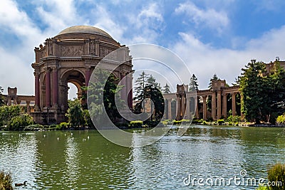 Panorama, Palace of Fine Arts Theater in San Francisco in clear sunny weather. Concept, tourism, travel Stock Photo