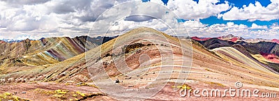 Panorama of Palccoyo Rainbow Mountains in Peru Stock Photo