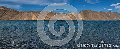 Panorama of Pangong lake in leh,ladakh india. Stock Photo