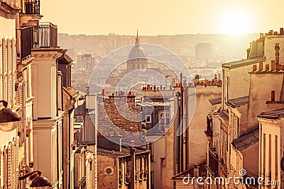 Panorama of Paris, view from the hill of Montmartre, in Paris France Stock Photo